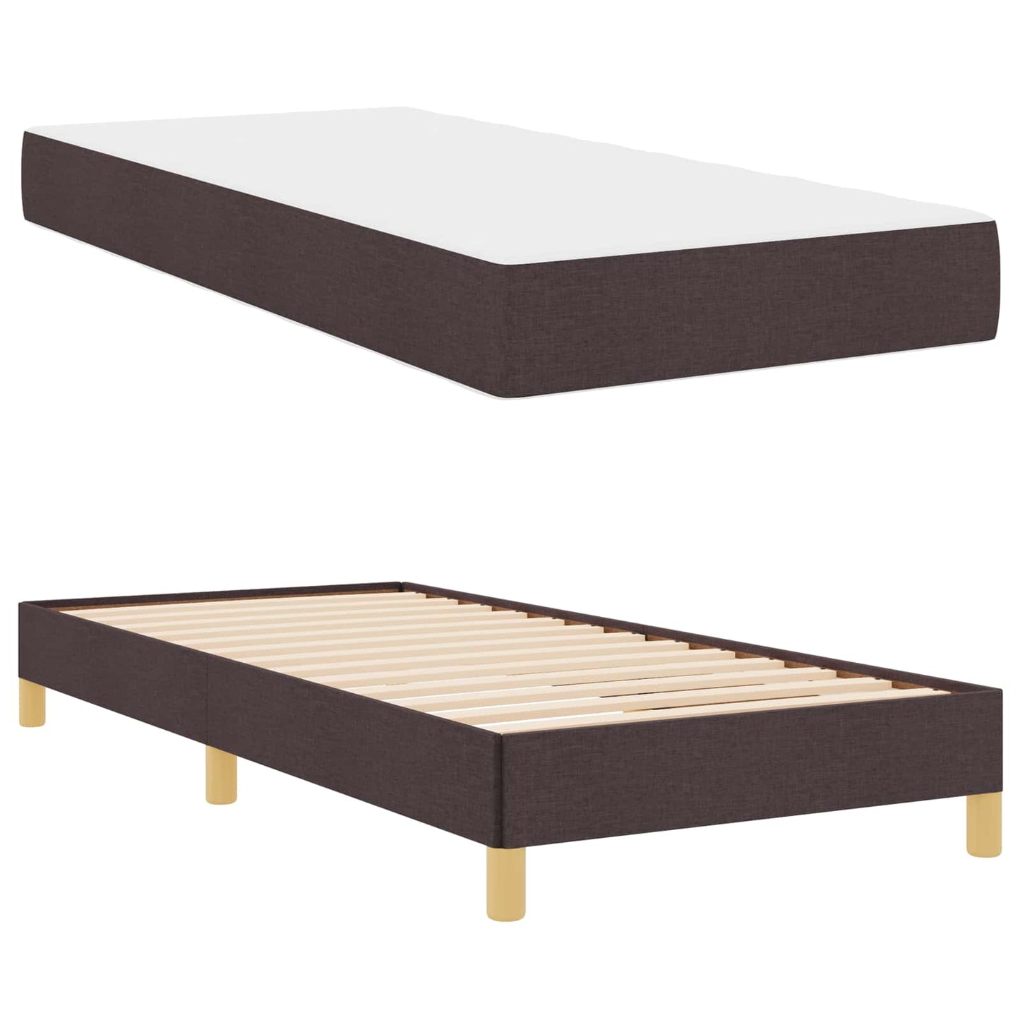 Boxrugós ágy matracmal Sötét Barna 90 x 200 cm szövet