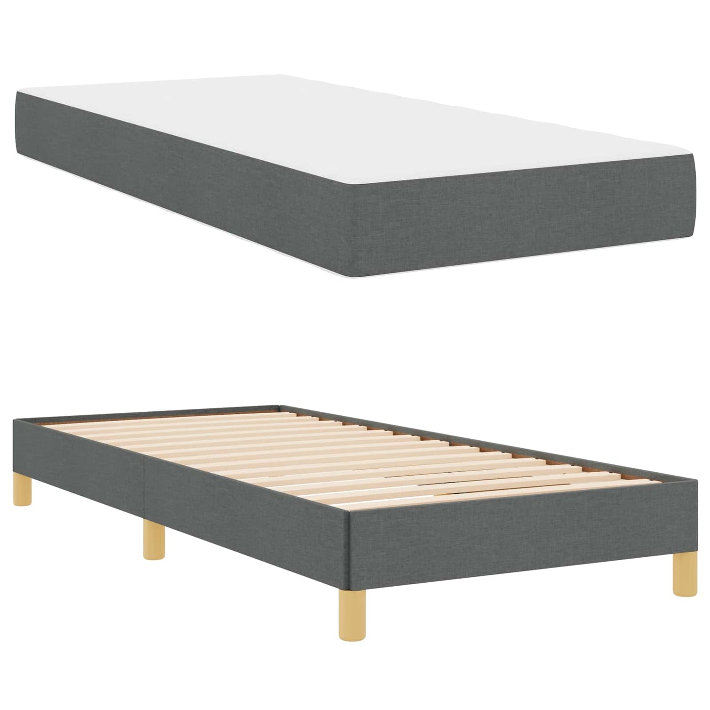Boxrugós ágy matracmal Sötétszürke 100 x 200 cm szövet