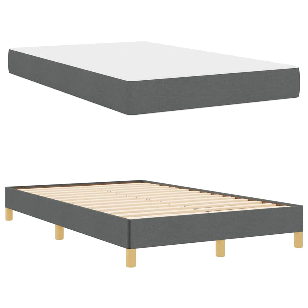 Boxrugós ágy matracmal Sötétszürke 120 x 200 cm szövet