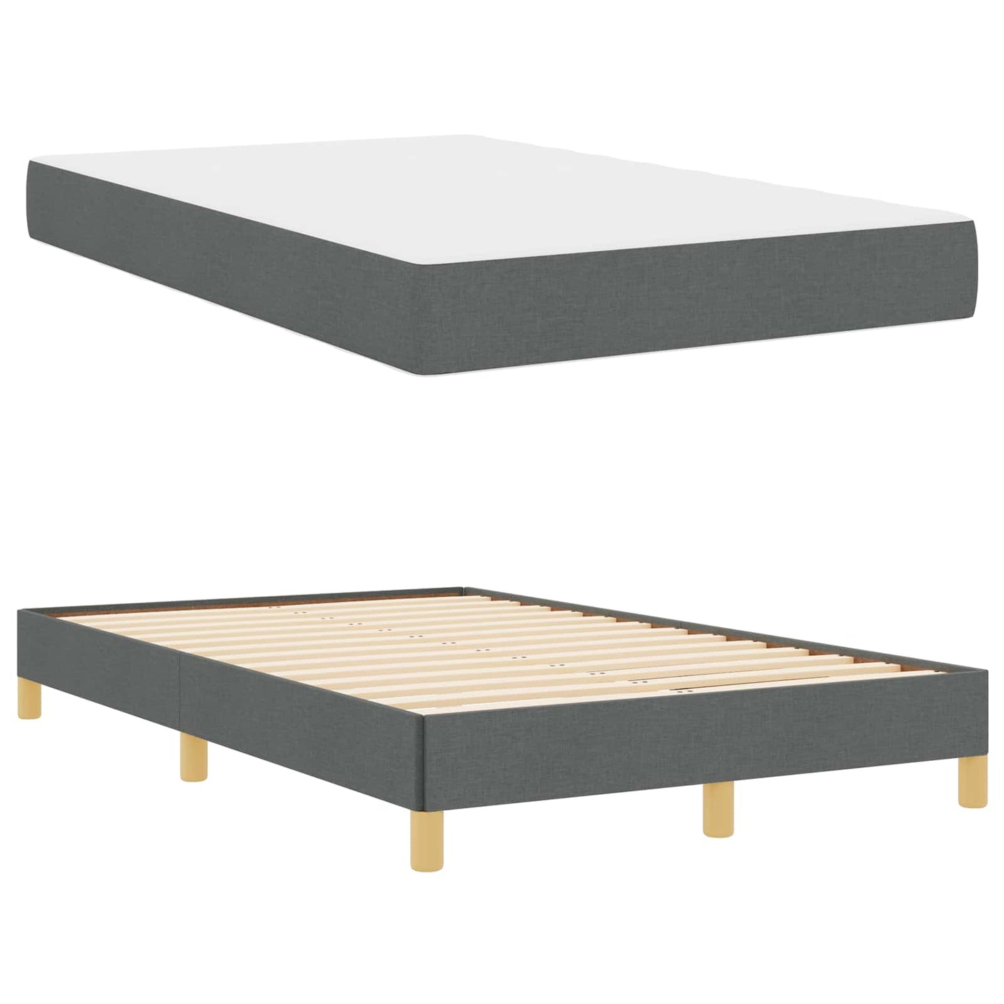 Boxrugós ágy matracmal Sötétszürke 120 x 200 cm szövet
