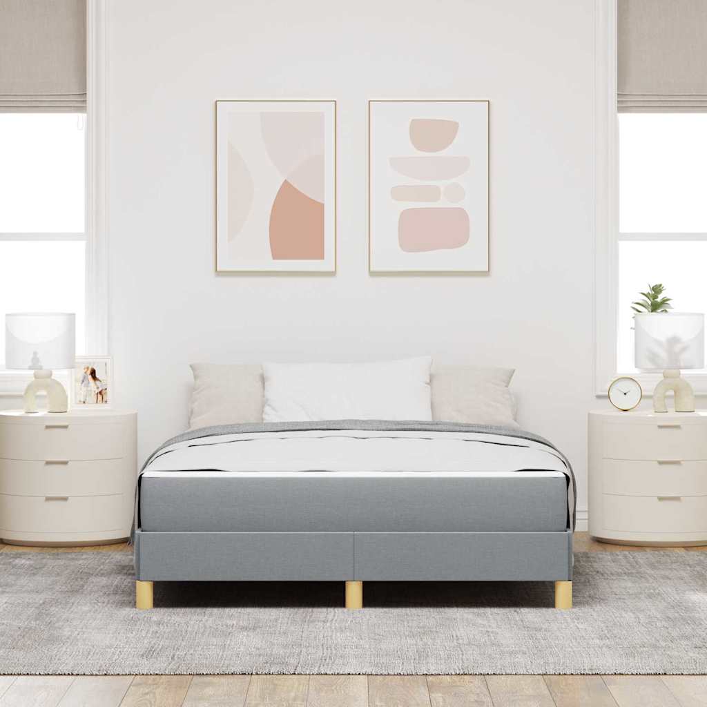 Boxrugós ágy matracmal Világosszürke 140 x 190 cm szövet