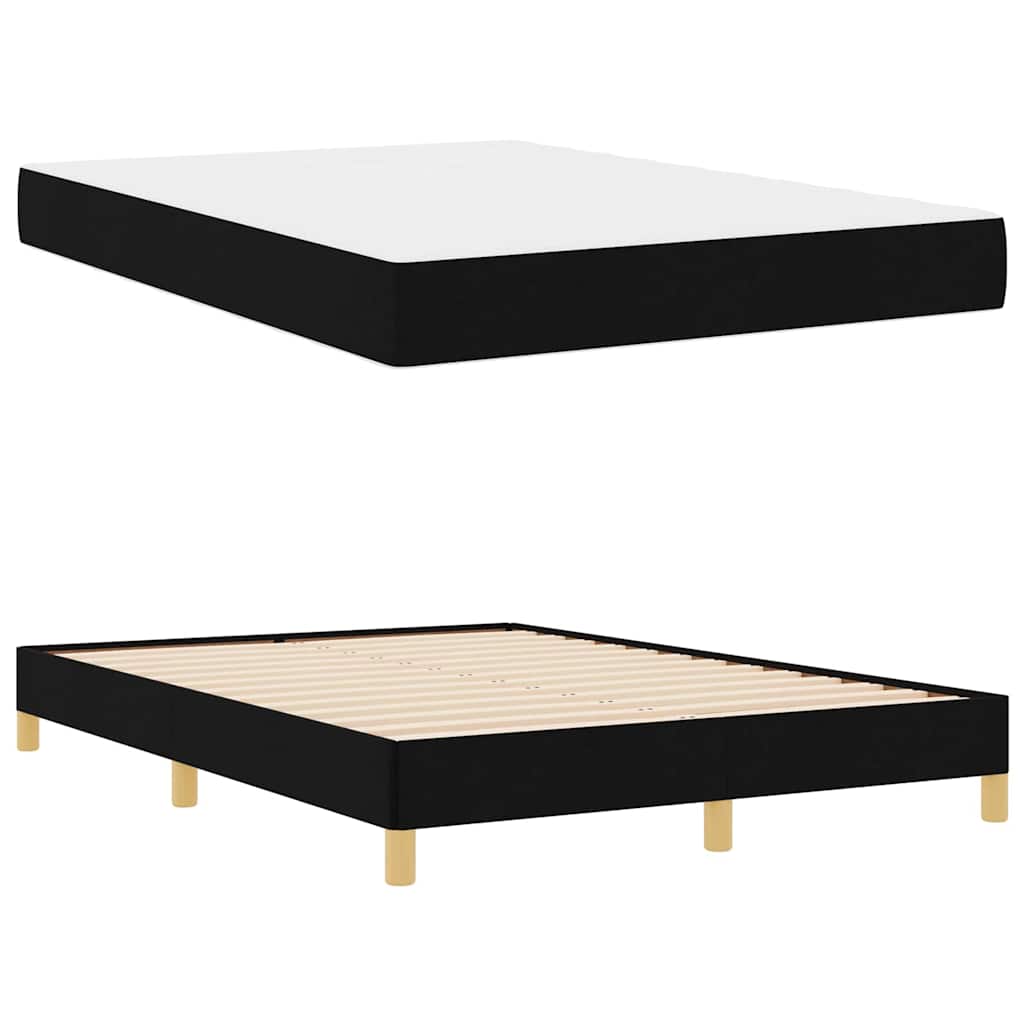 Boxrugós ágy matracmal Fekete 140 x 190 cm szövet