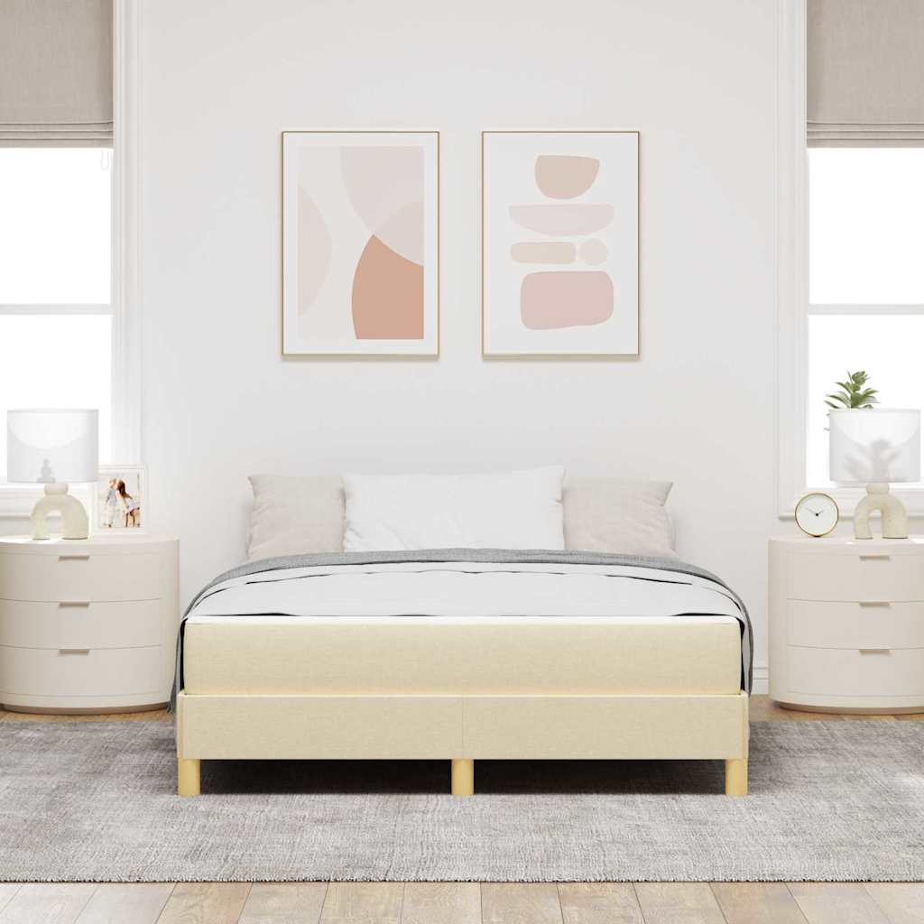 Boxrugós ágy matracmal Krém 140 x 190 cm szövet