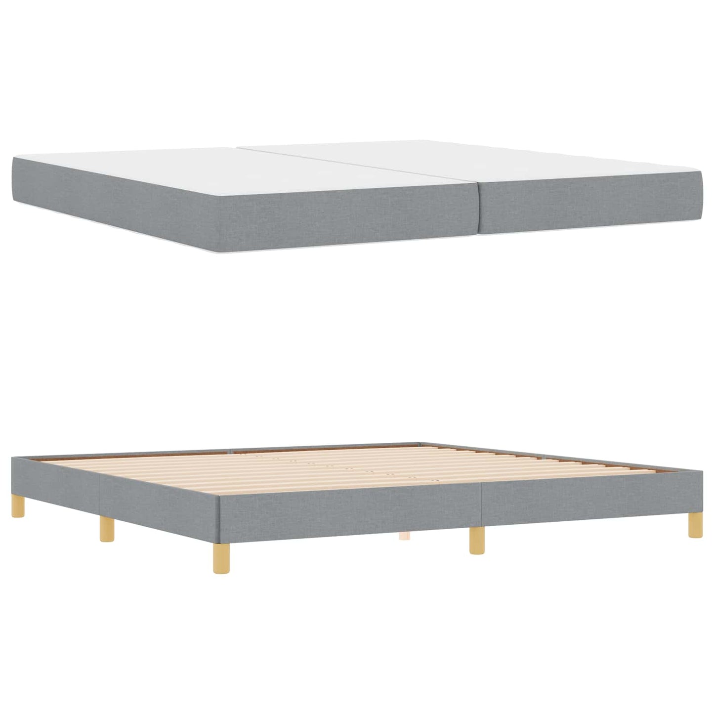 Boxrugós ágy matracmal Világosszürke 200 x 200 cm szövet