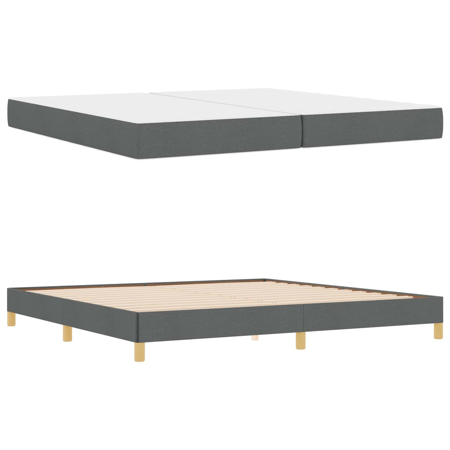 Boxrugós ágy matracmal Sötétszürke 200 x 200 cm szövet