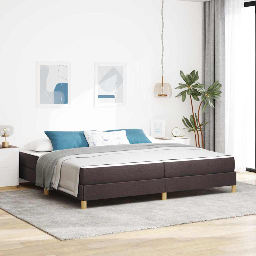 Boxrugós ágy matracmal Sötét Barna 200 x 200 cm szövet