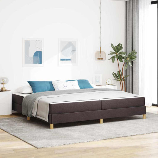 Boxrugós ágy matracmal Sötét Barna 200 x 200 cm szövet