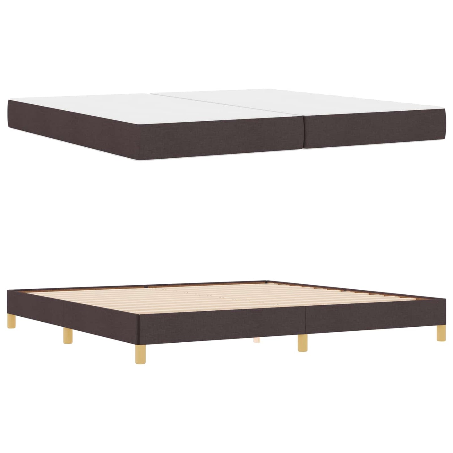 Boxrugós ágy matracmal Sötét Barna 200 x 200 cm szövet