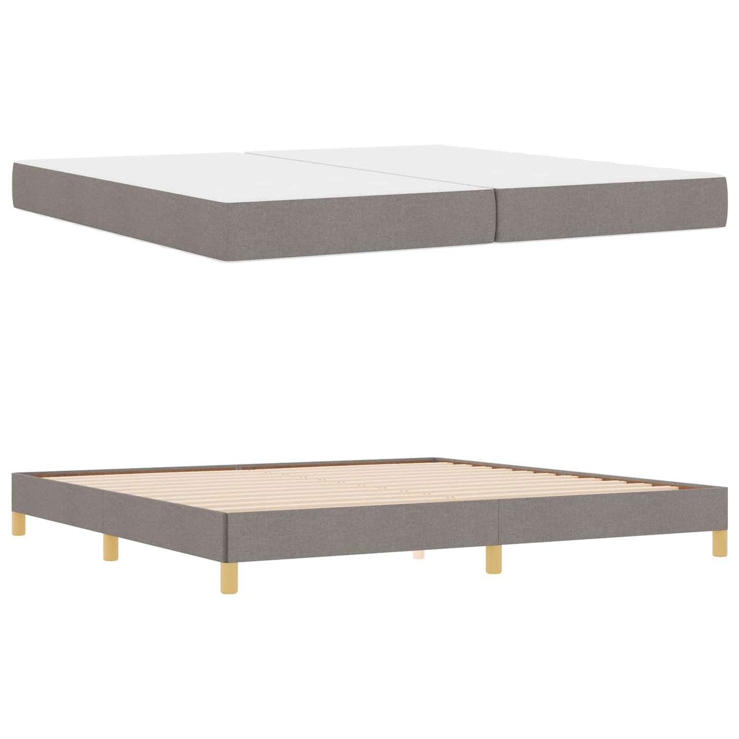 Boxrugós ágy matracmal Tópszínű 200 x 200 cm szövet