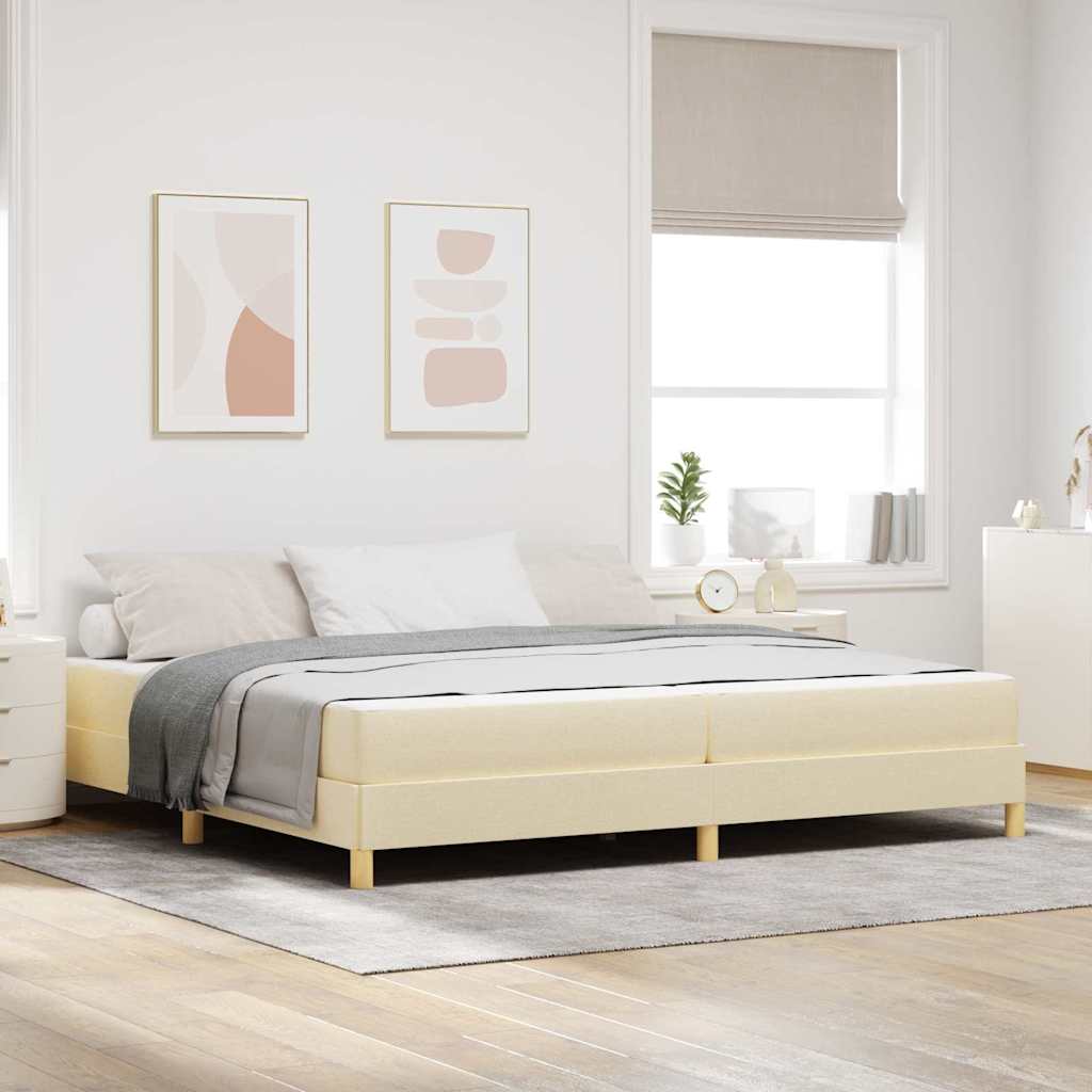 Boxrugós ágy matracmal Krém 200 x 200 cm szövet