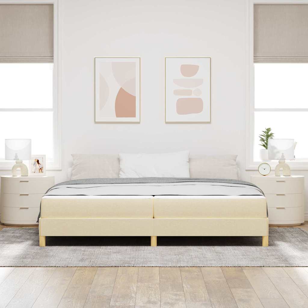 Boxrugós ágy matracmal Krém 200 x 200 cm szövet