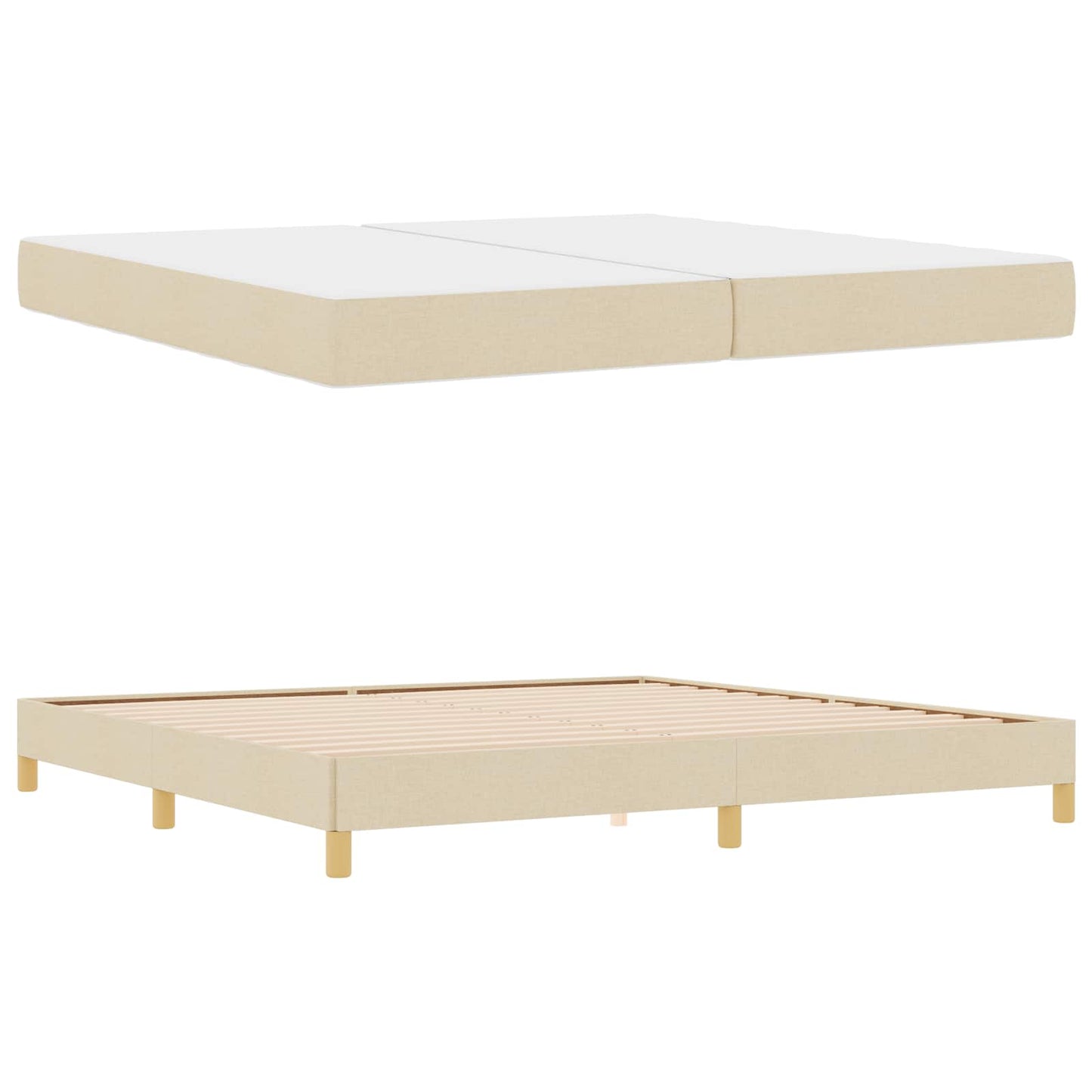 Boxrugós ágy matracmal Krém 200 x 200 cm szövet