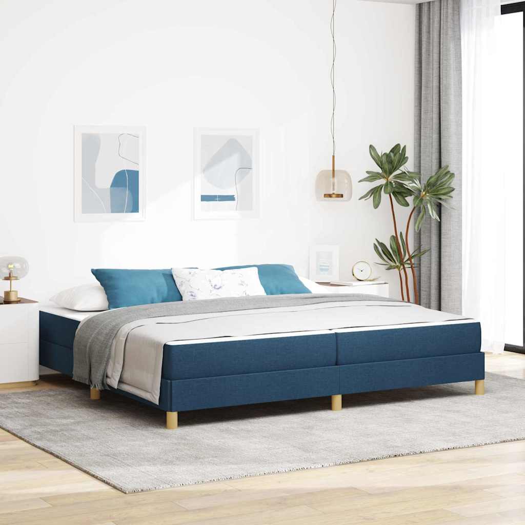 Boxrugós ágy matracmal Kék 200 x 200 cm szövet