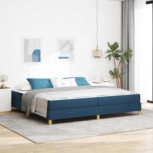 Boxrugós ágy matracmal Kék 200 x 200 cm szövet