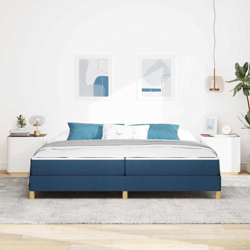 Boxrugós ágy matracmal Kék 200 x 200 cm szövet