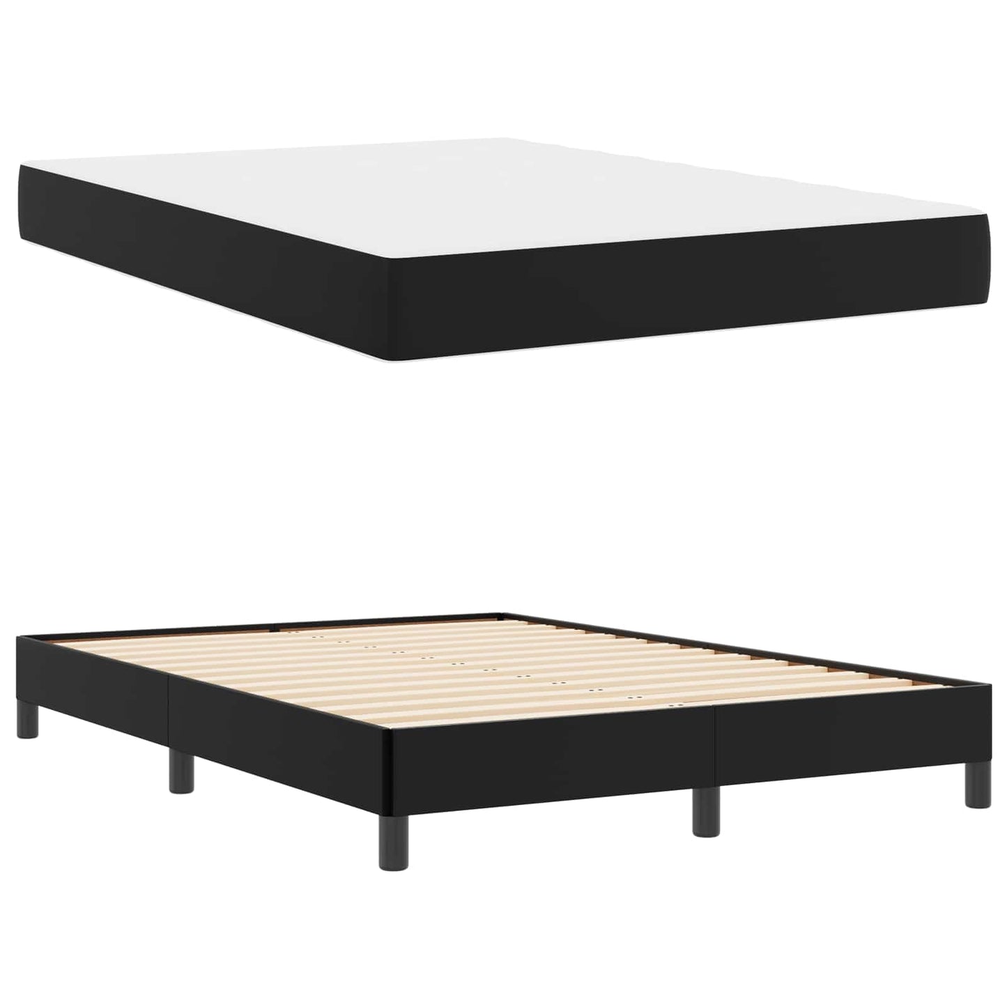 Ágykeret matracmal Fekete 140 x 190 cm szövet