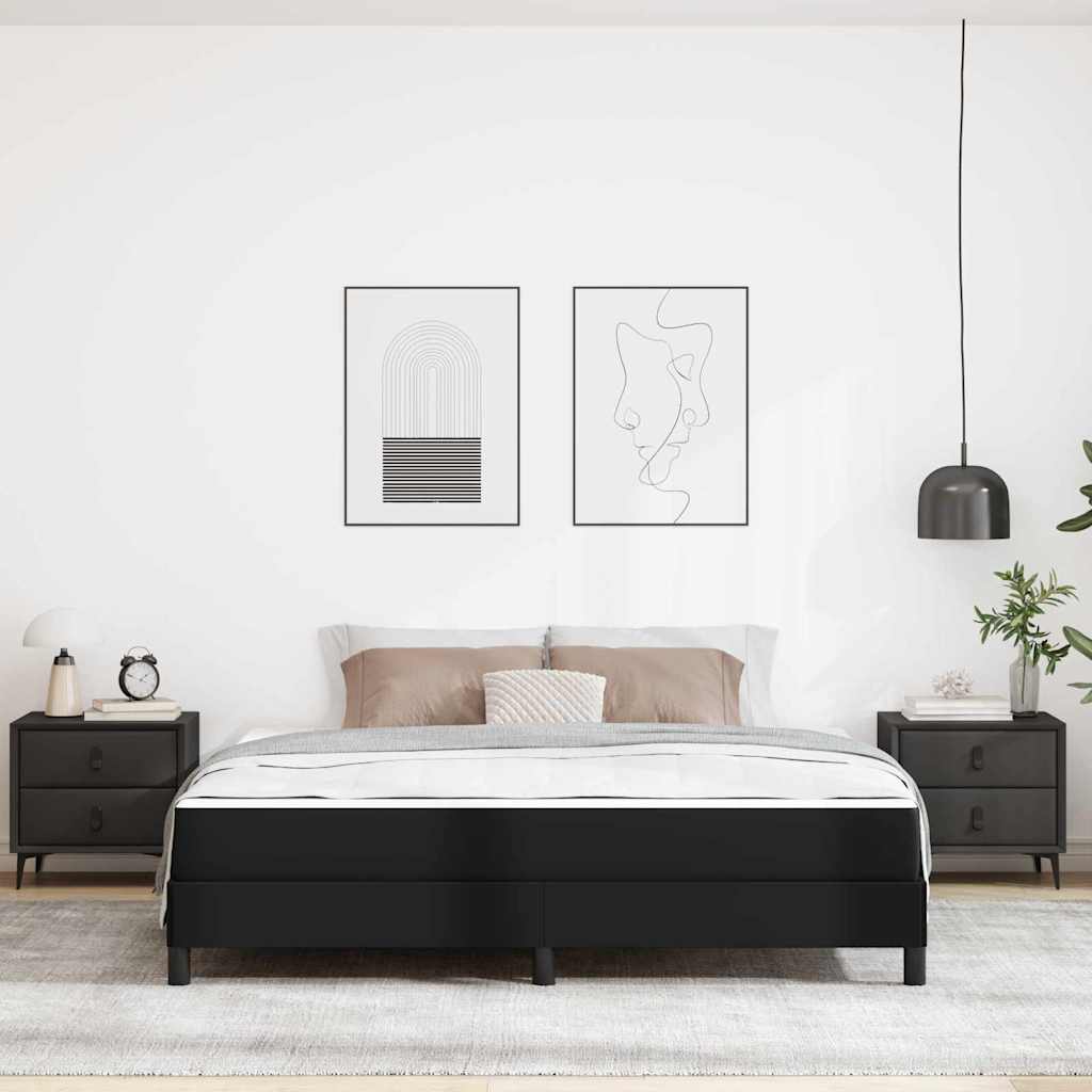 Ágykeret matracmal Fekete 180 x 200 cm szövet