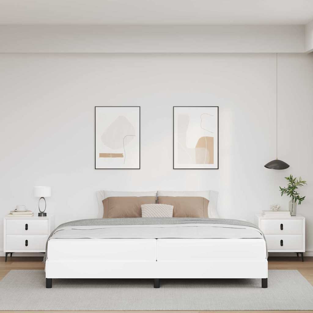 Ágykeret matracmal Tiszta Fehér 200 x 200 cm szövet