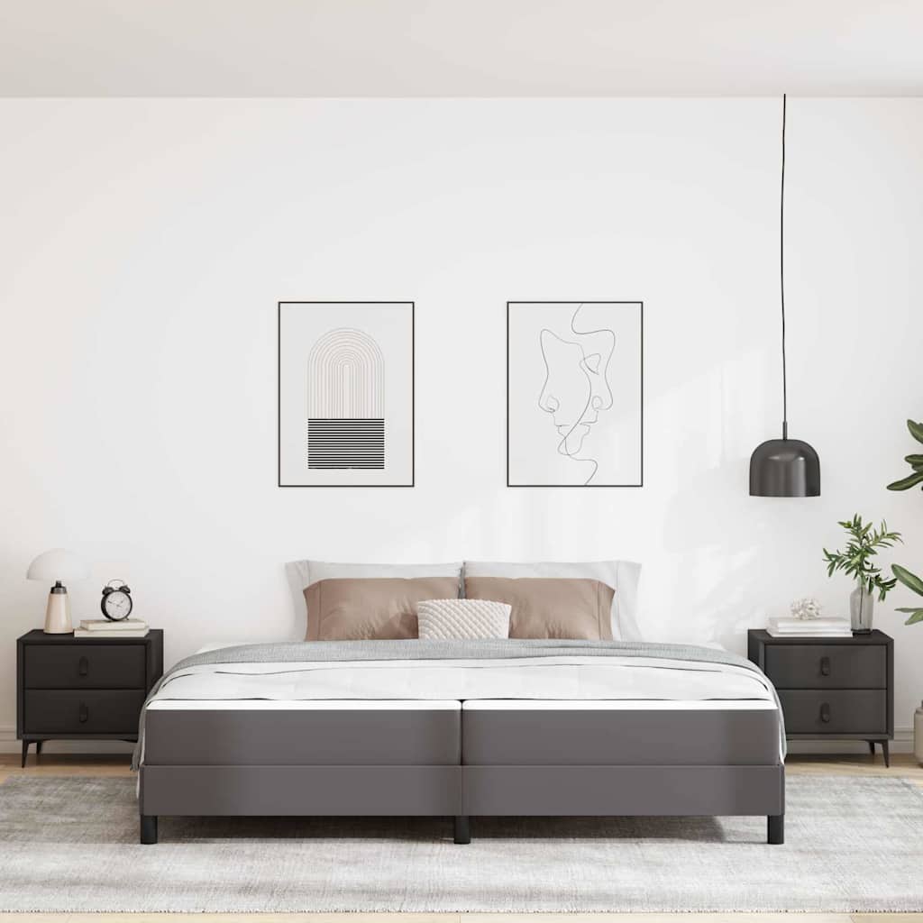 Ágykeret matracmal Szürke 200 x 200 cm szövet