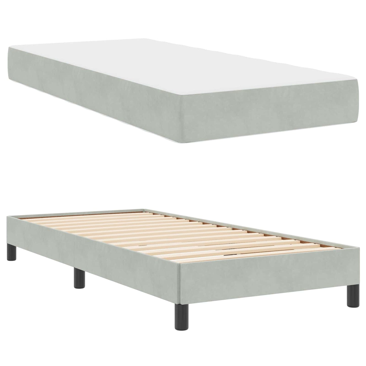 Boxrugós ágy matracmal Világosszürke 90 x 200 cm szövet