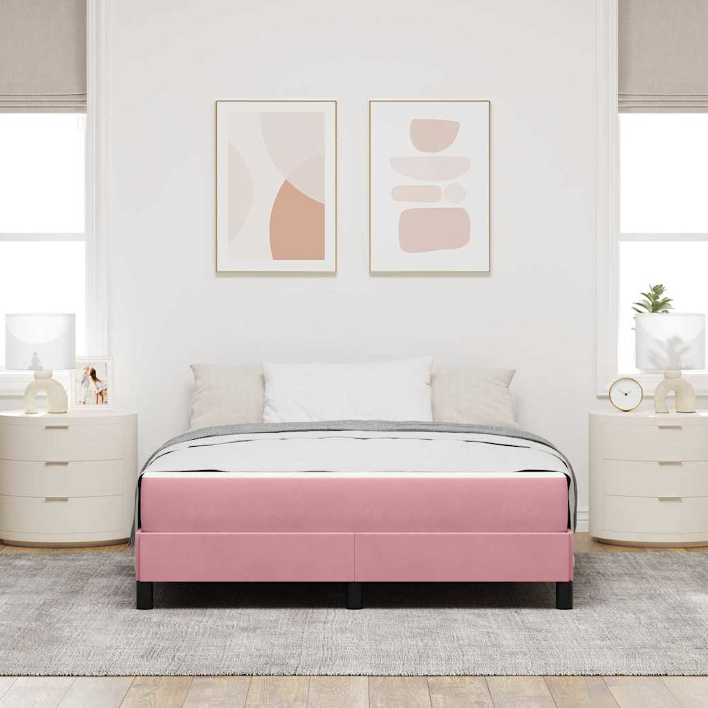 Boxrugós ágy matracmal Rózsaszín 140 x 190 cm szövet