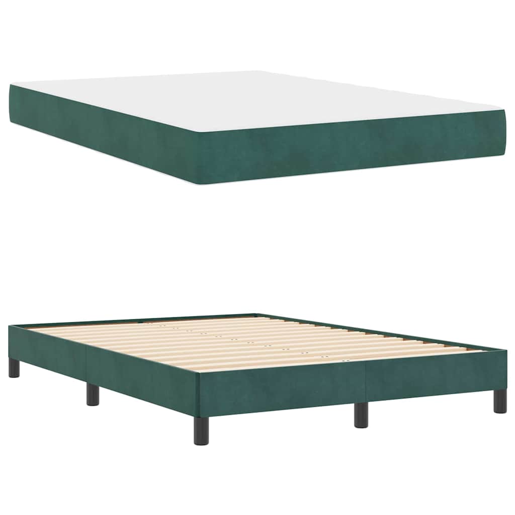 Boxrugós ágy matracmal Sötétzöld 140 x 200 cm szövet
