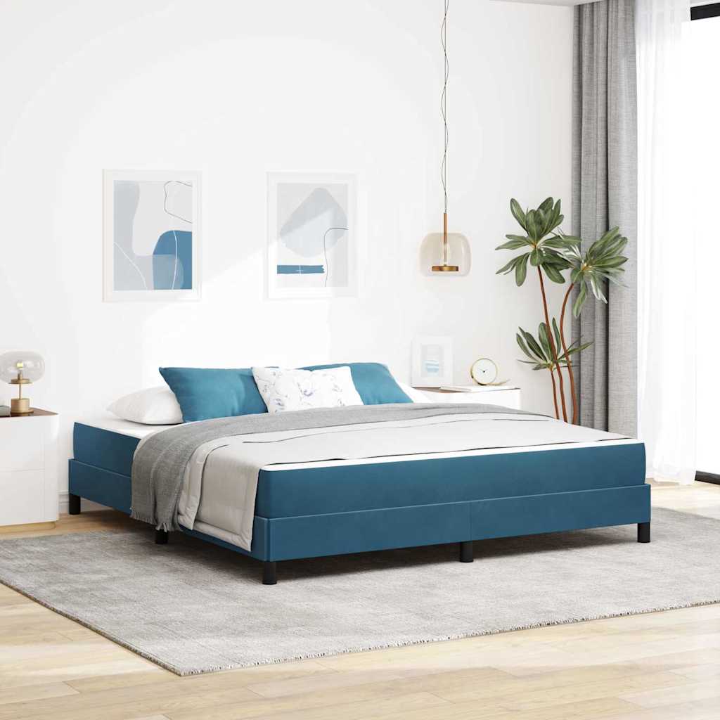 Boxrugós ágy matracmal Sötét kék 180 x 200 cm szövet