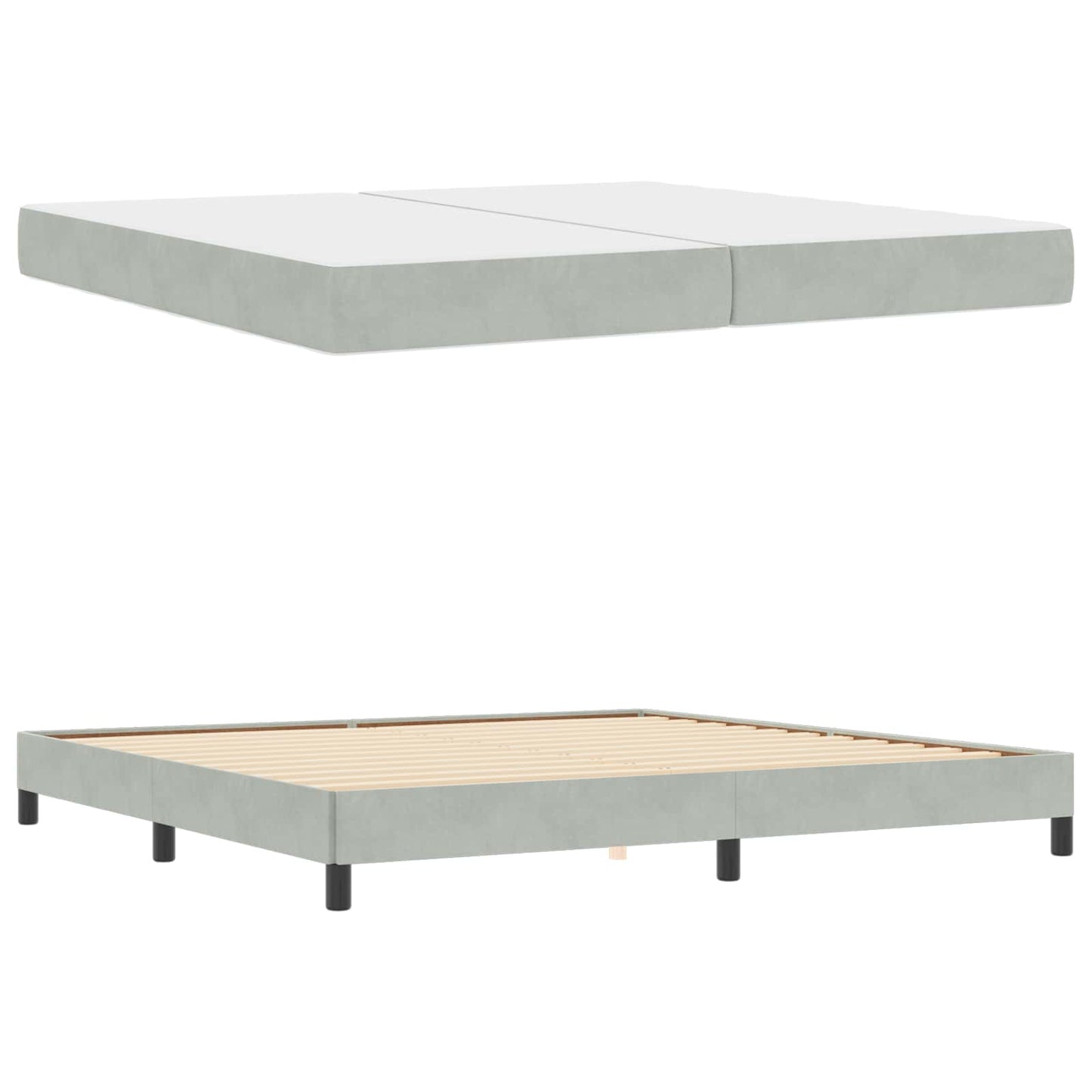 Boxrugós ágy matracmal Világosszürke 200 x 200 cm szövet