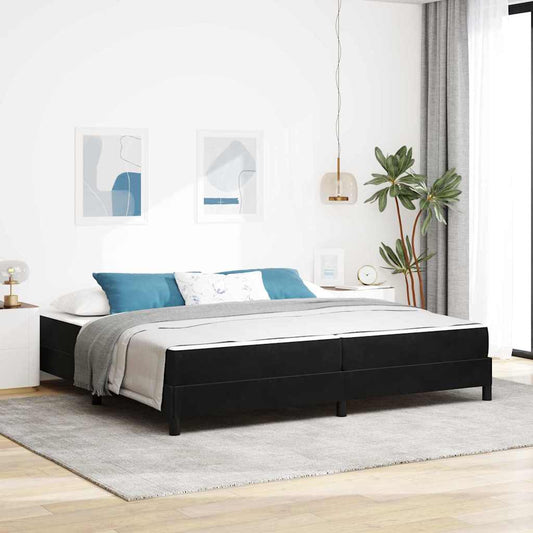 Boxrugós ágy matracmal Fekete 200 x 200 cm szövet