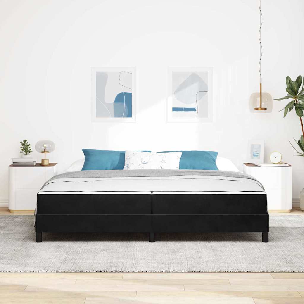 Boxrugós ágy matracmal Fekete 200 x 200 cm szövet