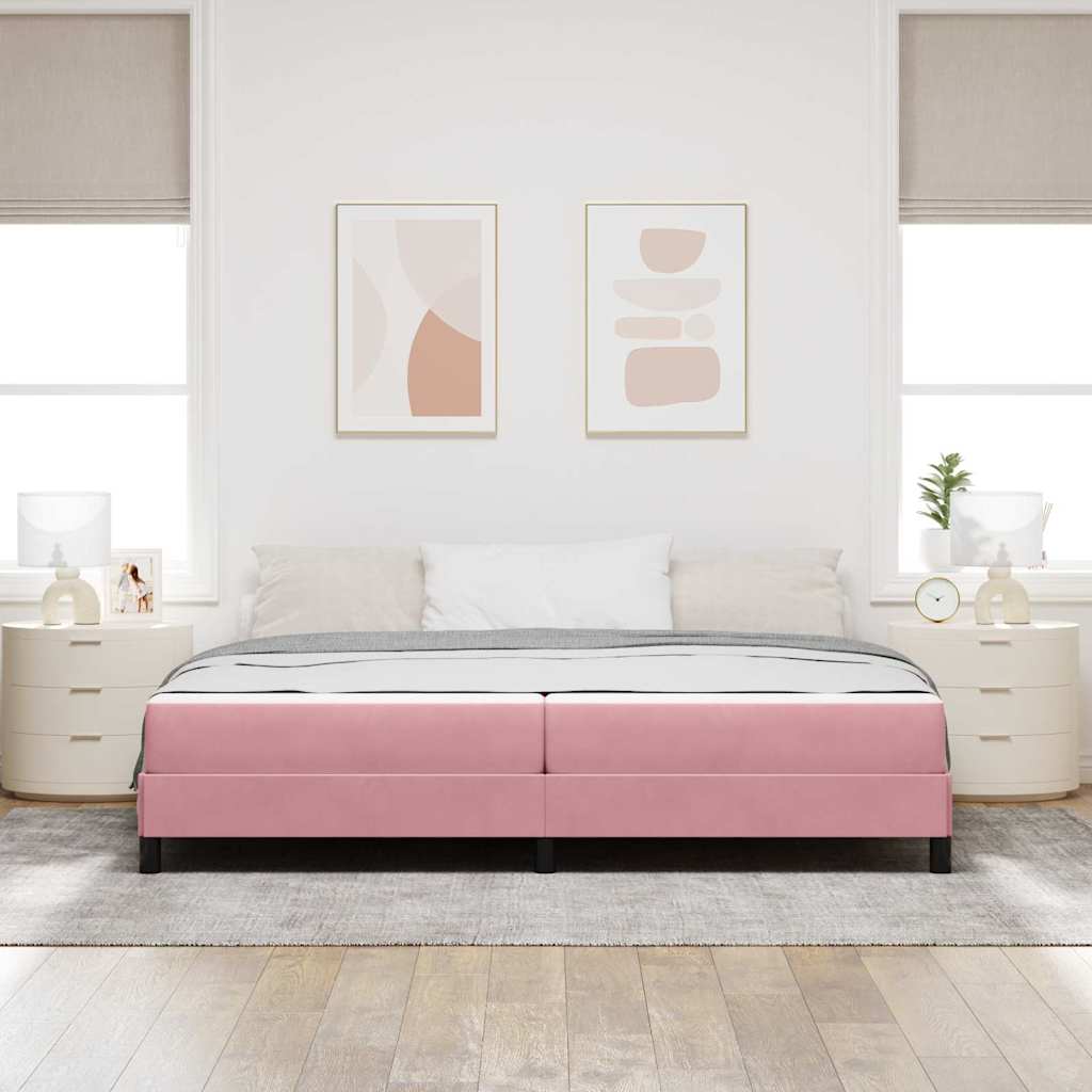 Boxrugós ágy matracmal Rózsaszín 200 x 200 cm szövet