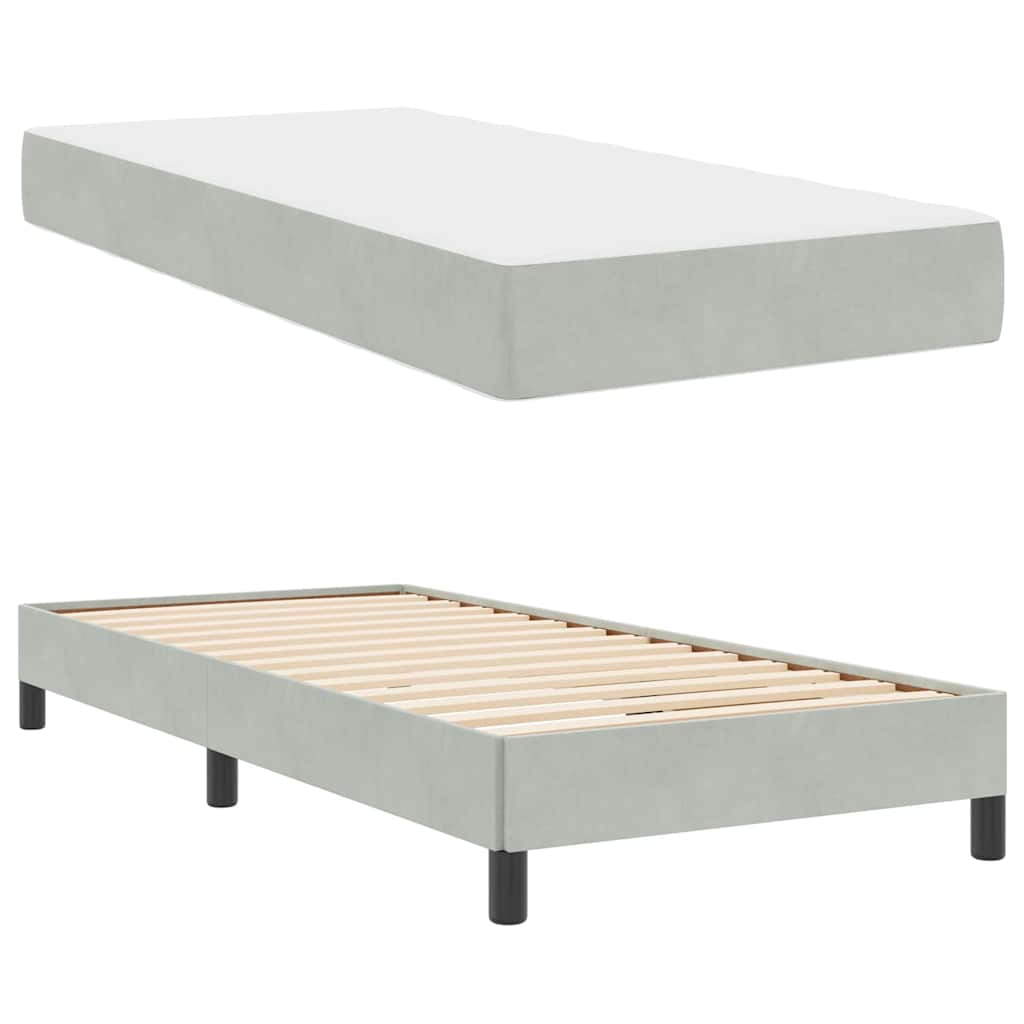 Boxrugós ágy matracmal Világosszürke 80 x 210 cm szövet