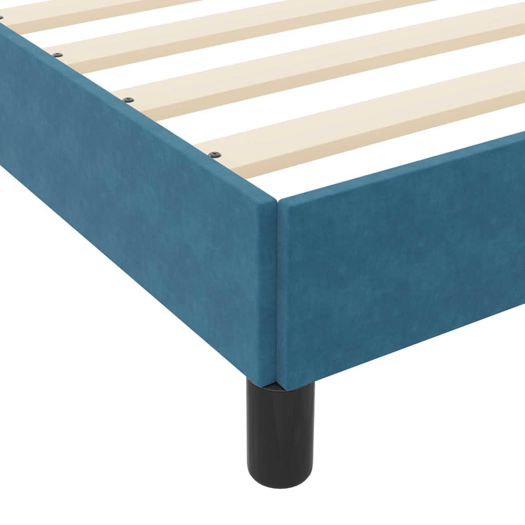 Boxrugós ágy matracmal Sötét kék 80 x 210 cm szövet