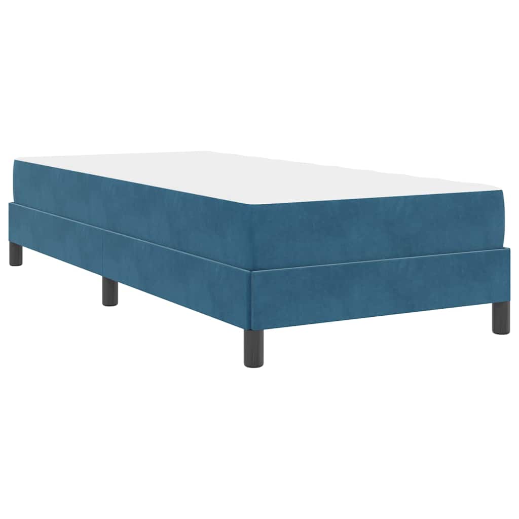 Boxrugós ágy matracmal Sötét kék 80 x 210 cm szövet
