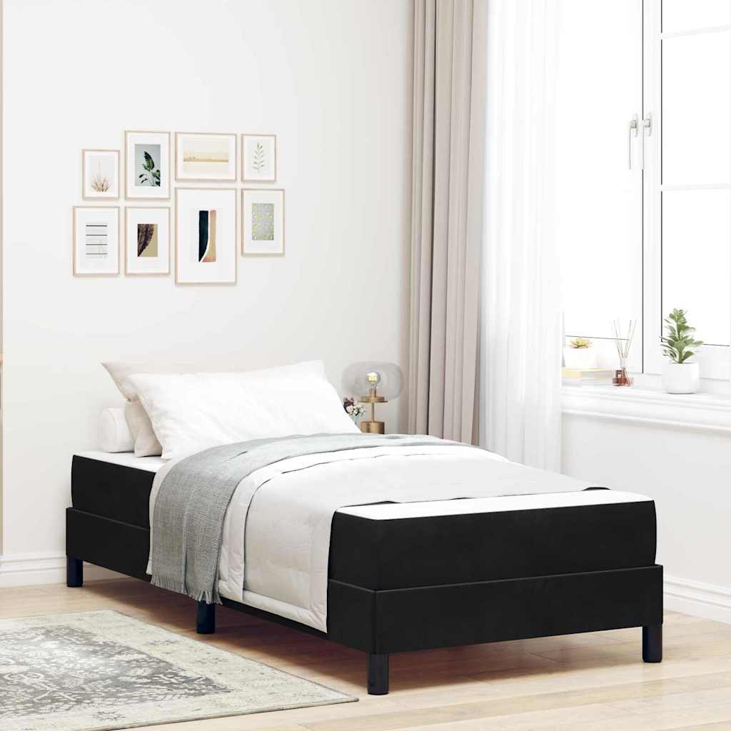 Boxrugós ágy matracmal Fekete 100 x 210 cm szövet