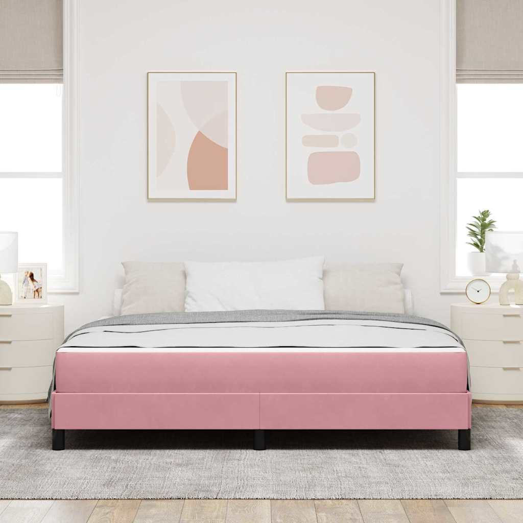Boxrugós ágy matracmal Rózsaszín 180 x 210 cm szövet