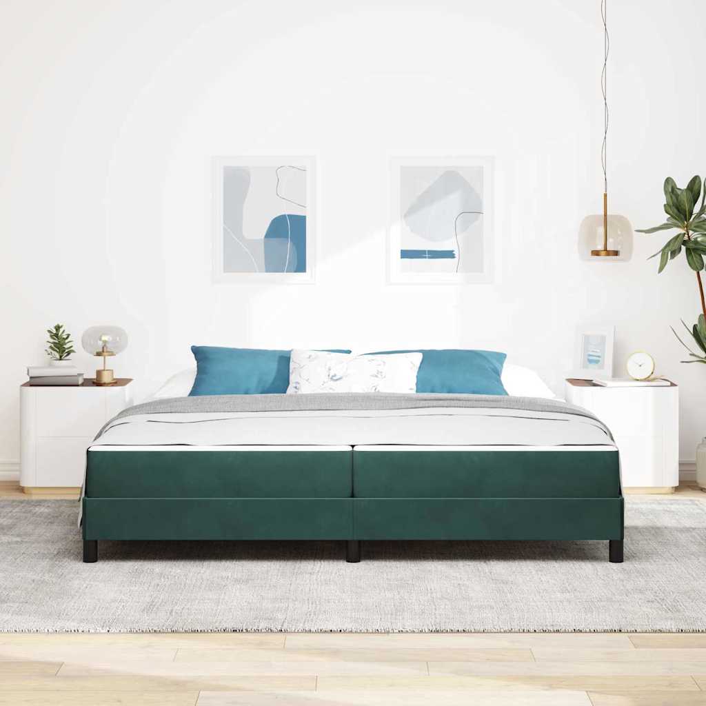 Boxrugós ágy matracmal Sötétzöld 200 x 210 cm szövet