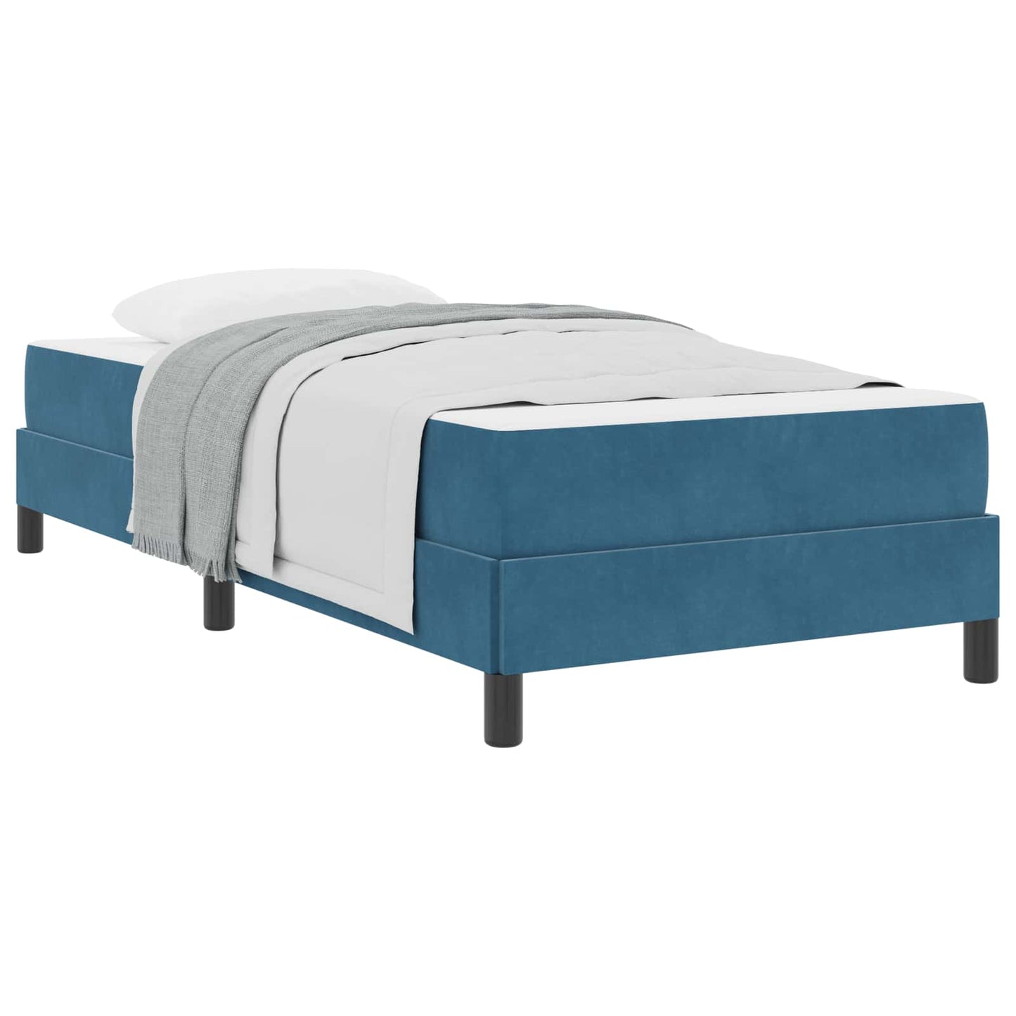 Boxrugós ágy matracmal Sötét kék 80 x 220 cm szövet