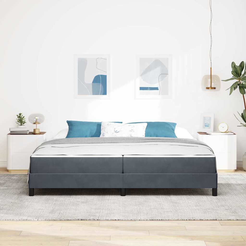 Boxrugós ágy matracmal Sötétszürke 200 x 220 cm szövet