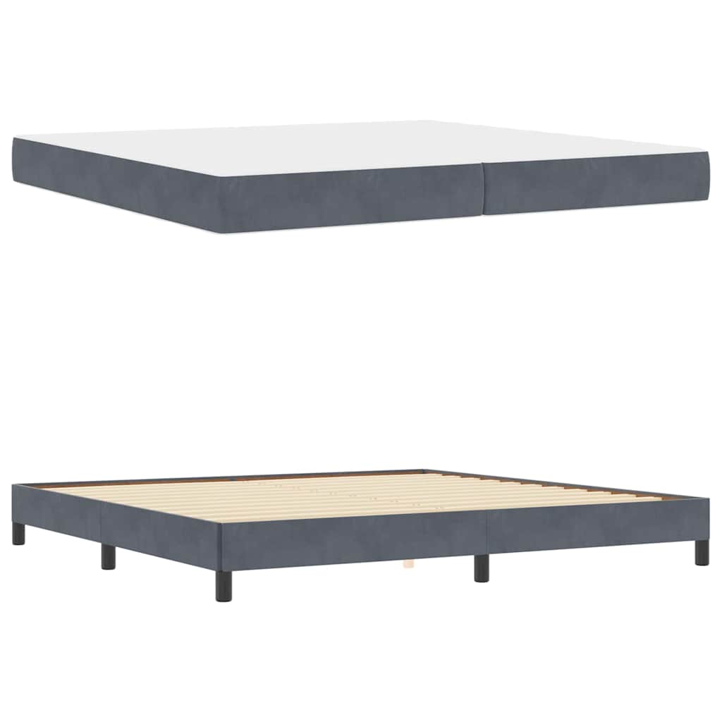 Boxrugós ágy matracmal Sötétszürke 200 x 220 cm szövet