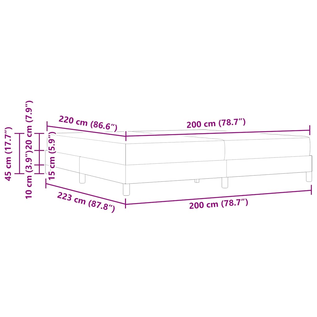 Boxrugós ágy matracmal Sötétszürke 200 x 220 cm szövet