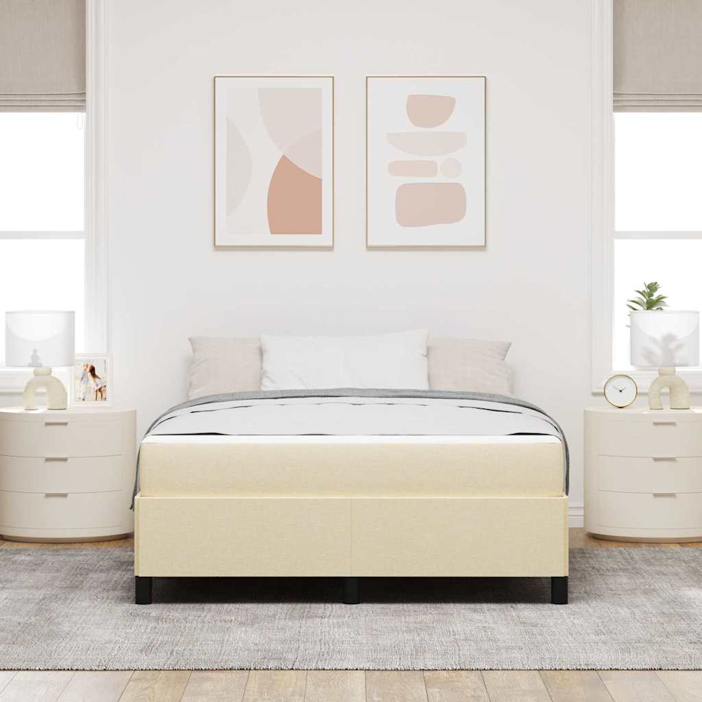 Boxrugós ágy Krém 140 x 200 cm szövet