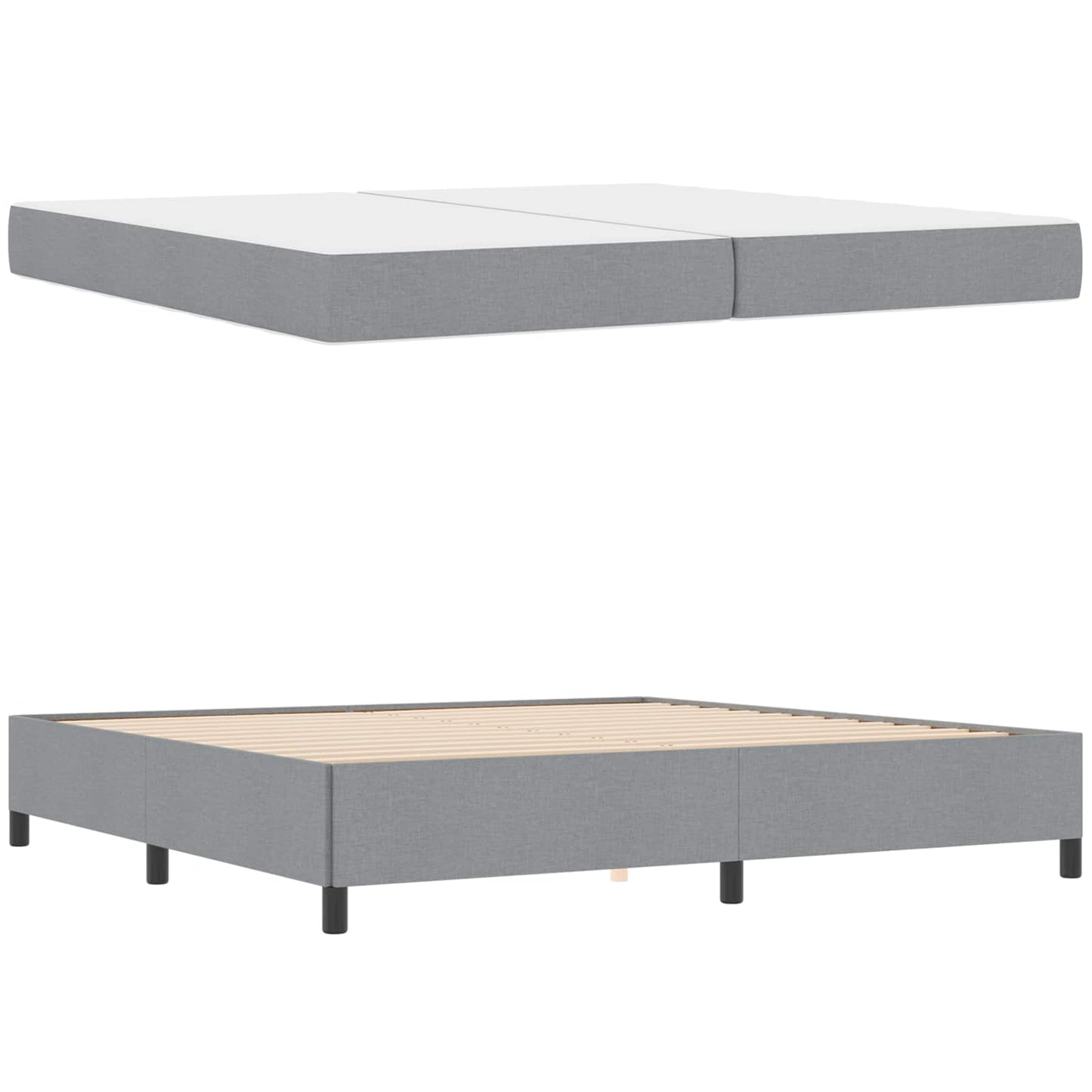 Boxrugós ágy matracmal Világosszürke 200 x 200 cm szövet