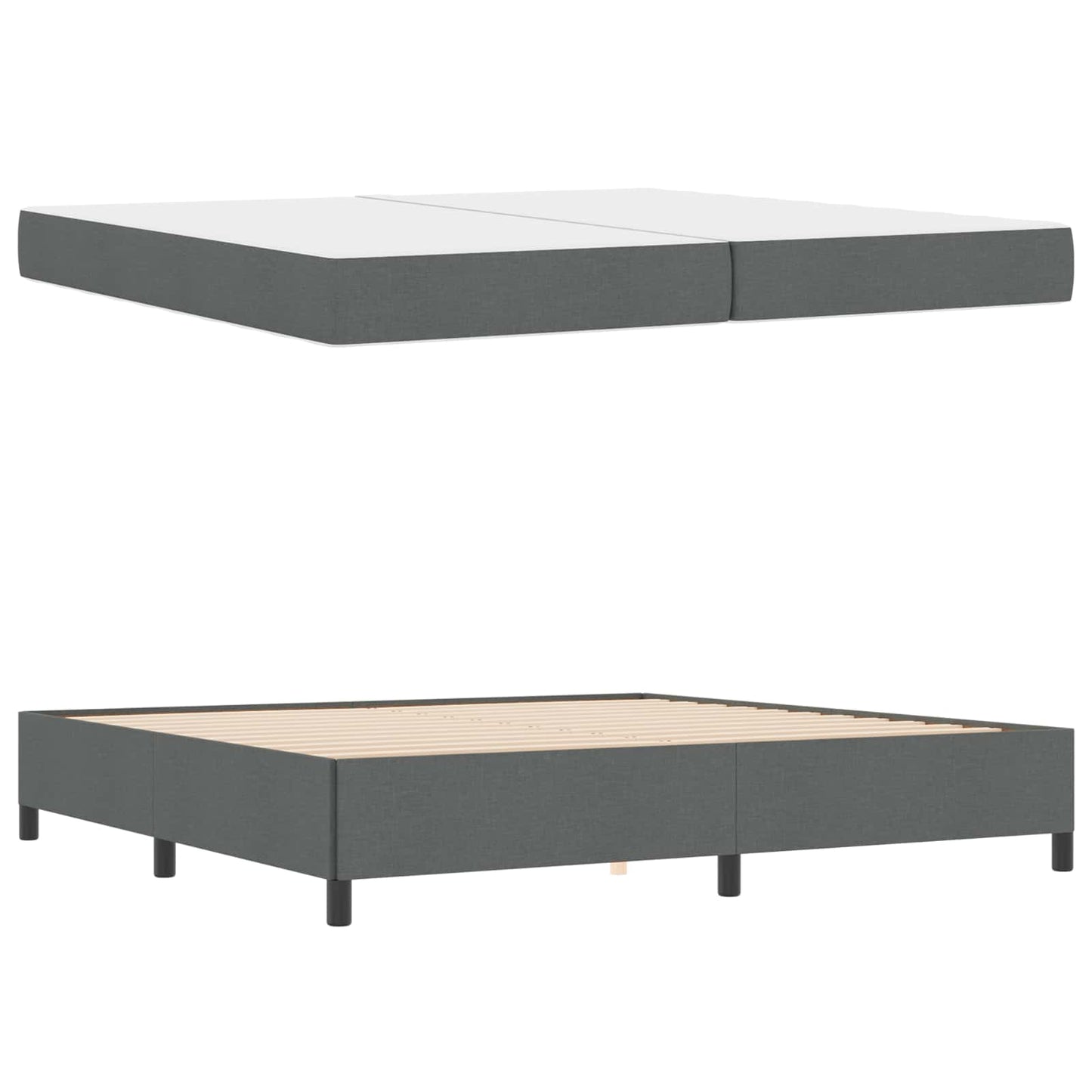 Boxrugós ágy matracmal Sötétszürke 200 x 200 cm szövet