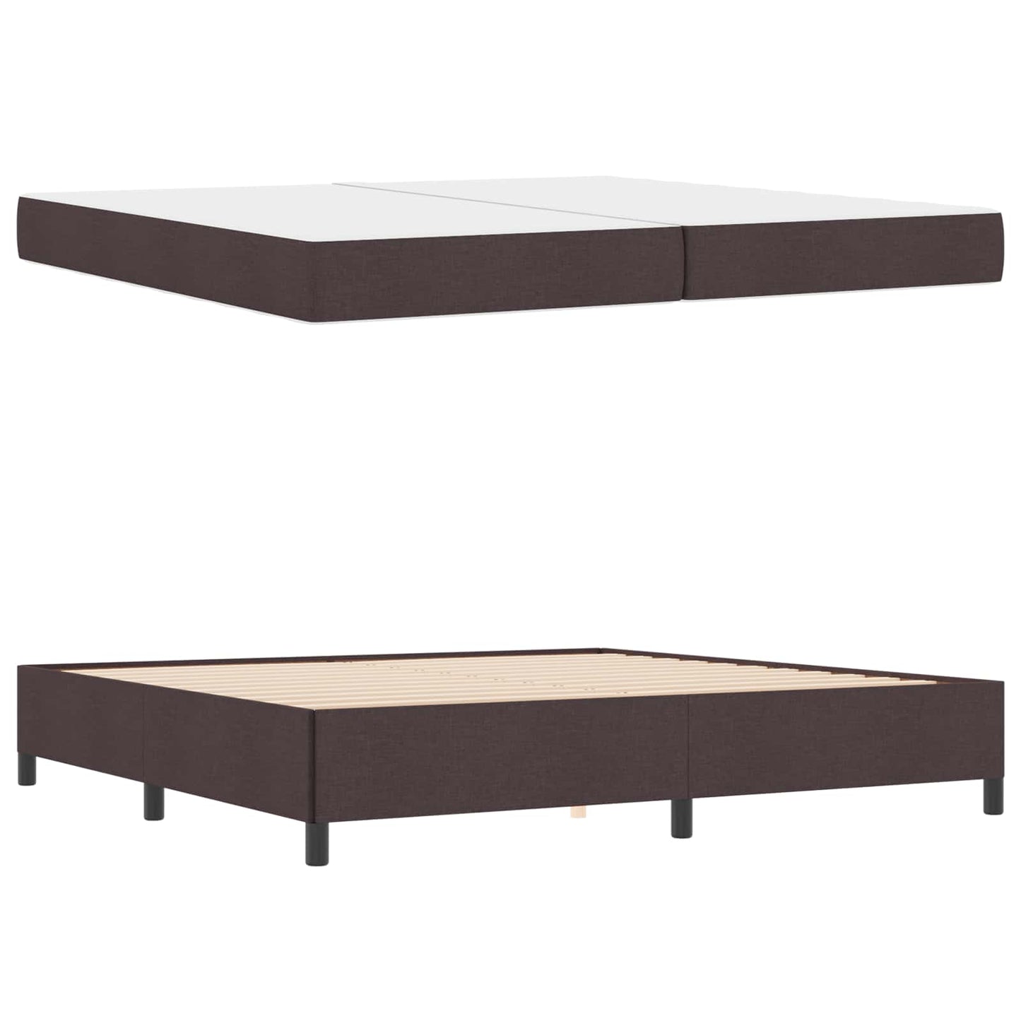 Boxrugós ágy matracmal Sötét Barna 200 x 200 cm szövet