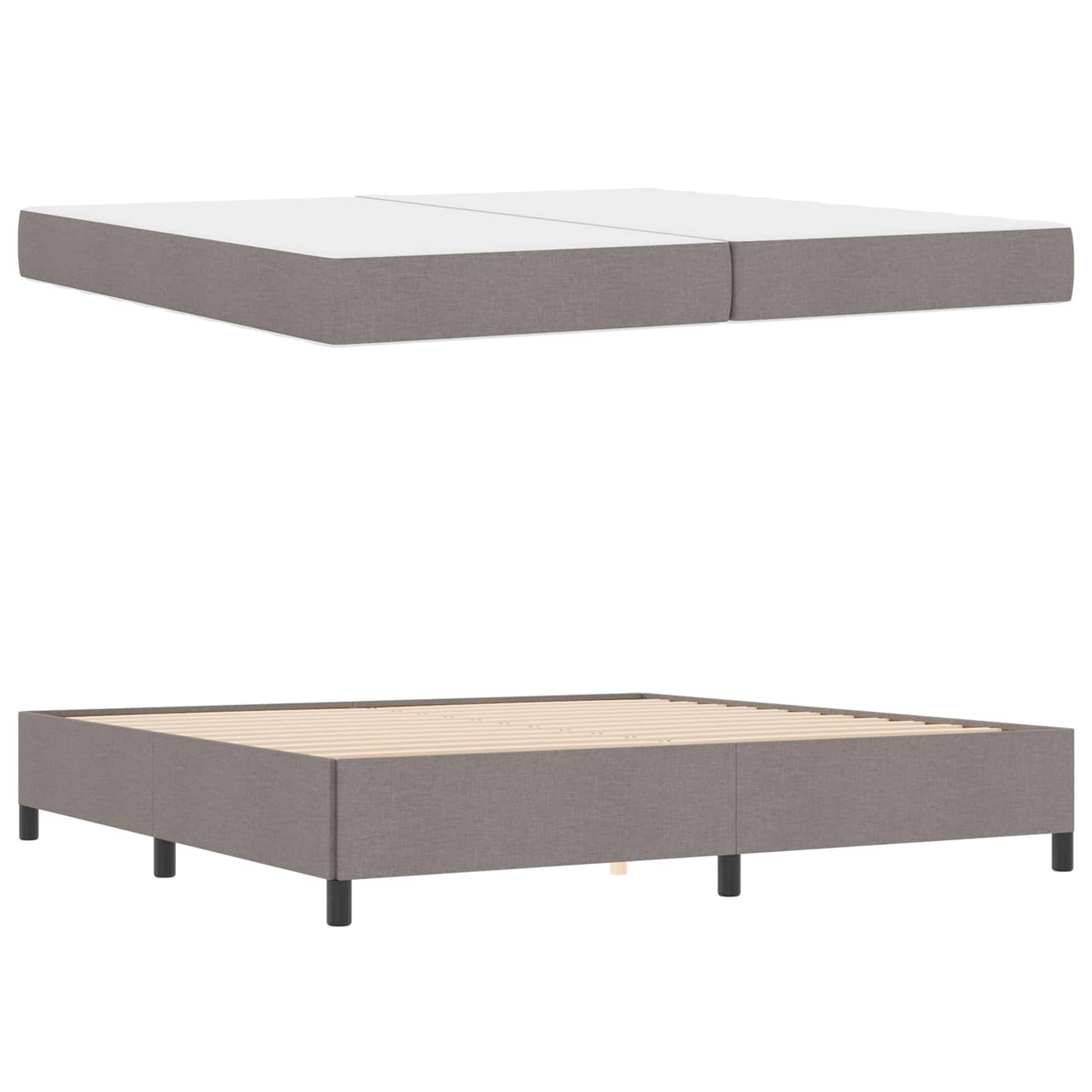 Boxrugós ágy matracmal Tópszínű 200 x 200 cm szövet