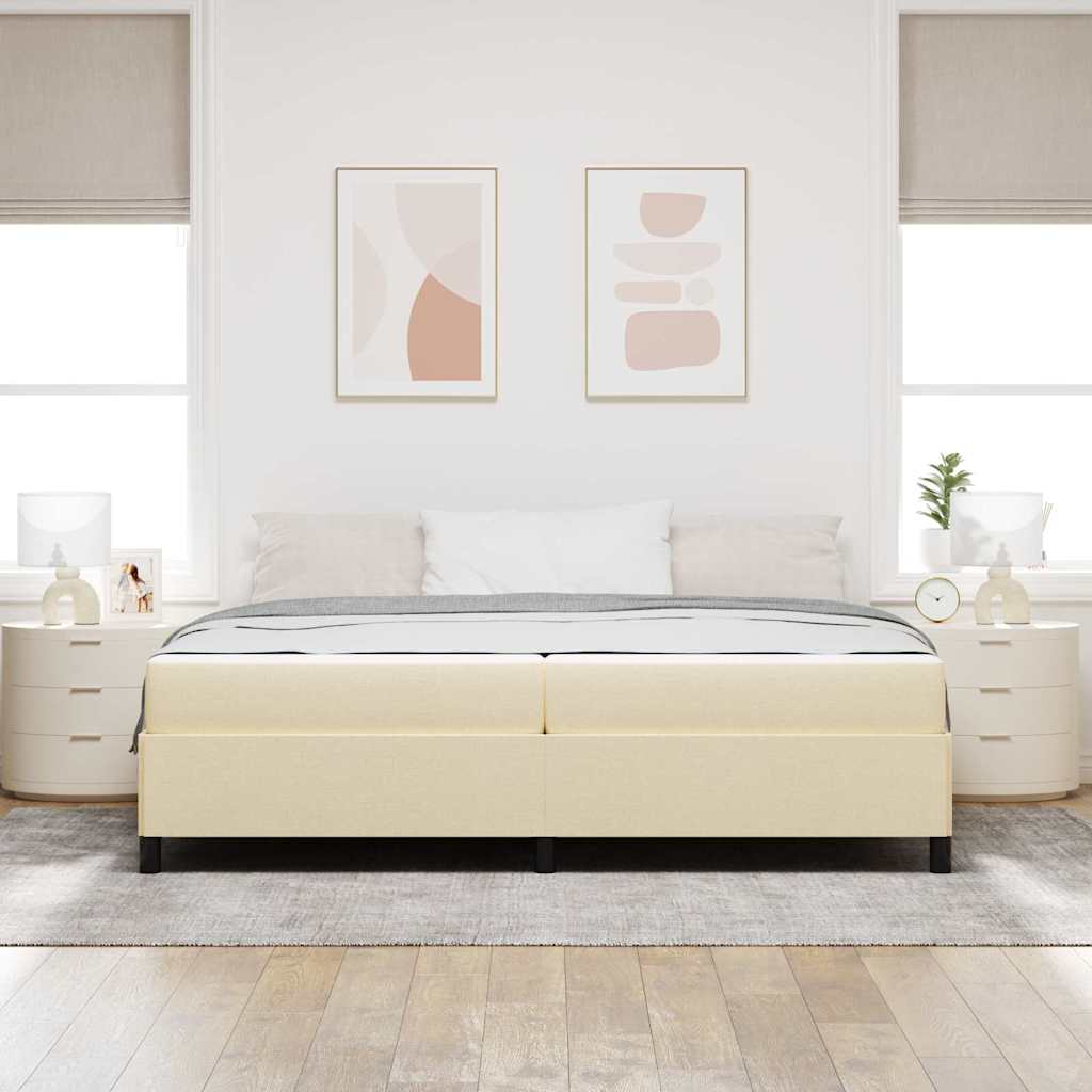 Boxrugós ágy matracmal Krém 200 x 200 cm szövet