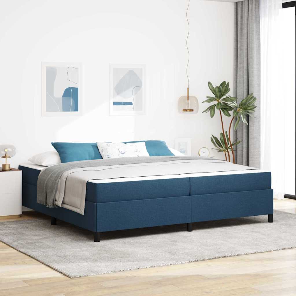 Boxrugós ágy matracmal Kék 200 x 200 cm szövet