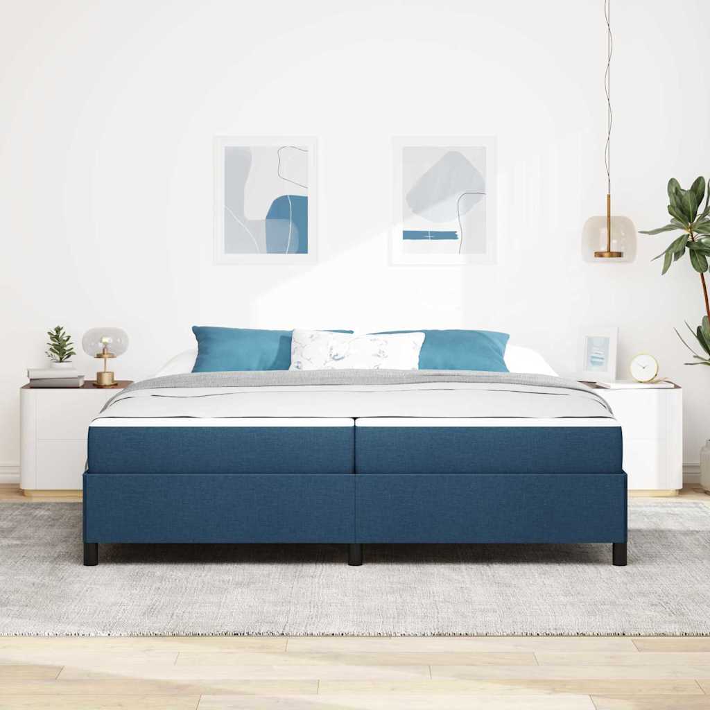 Boxrugós ágy matracmal Kék 200 x 200 cm szövet