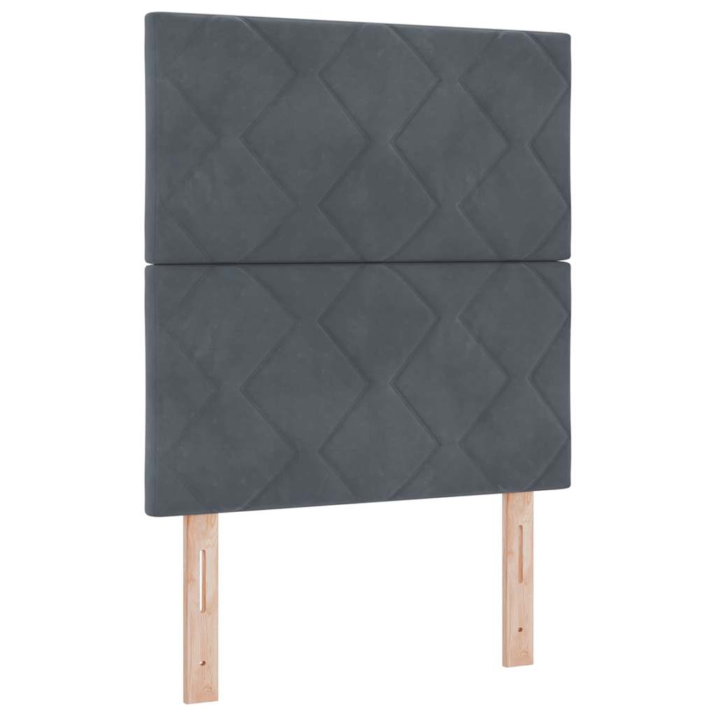 Boxrugós ágy fejtámlával Sötétszürke 200 x 80 cm Bársony